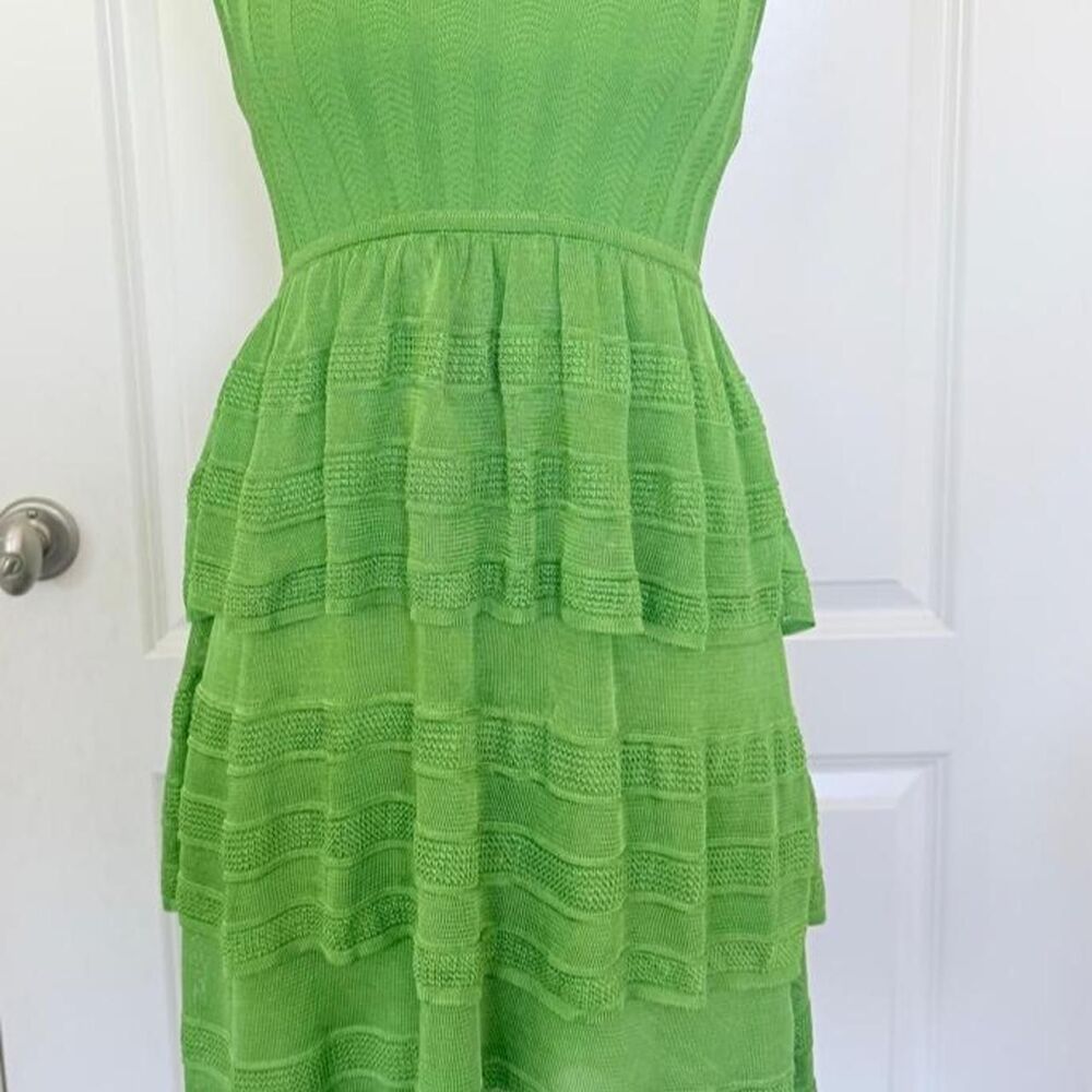 Bebe Green Tiered Knit Mini Dress Size M
